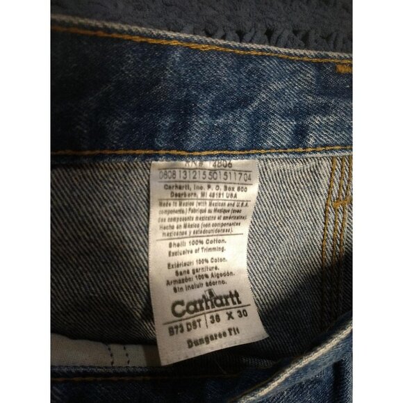 Carhartt Mens Blue Denim Carpenter Jeans Relaxed Fit 36x30 Heavy Duty - Picture 4 of 7
